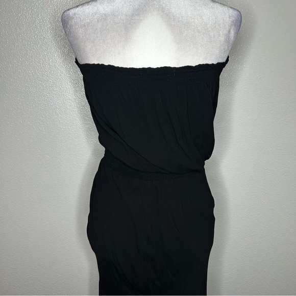 Young Fabulous & Broke Black Strapless Ruched Maxi Dress Front Slit Size M EUC - Picture 6 of 9